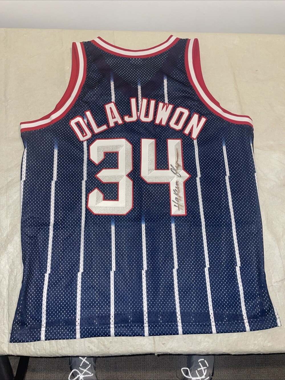 Authentic Hakeem Olajuwon Houston Rockets Jersey Starter Mens 52 Auto NBA Clean